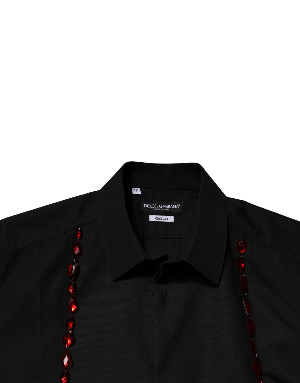 Dolce & Gabbana Black Crystal Embellished GOLD Dress Shirt