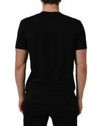 Dolce & Gabbana Black Crown Short Sleeved Henley Men T-shirt