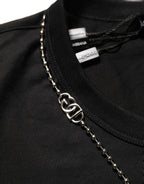 Dolce & Gabbana Black Dog Tag Short Sleeve CrewNeck T-shirt