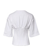 Dolce & Gabbana White Cotton Blend Corset Style Blouse Top