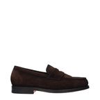 Santoni Brown Leather Slip-On Loafers
