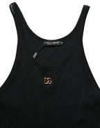 Dolce & Gabbana Black DG Logo Cotton Ribbed Tank Top T-shirt