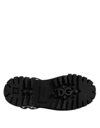Dolce & Gabbana Black Studded Leather Hi-Trekking Derby Men Shoes