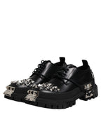 Dolce & Gabbana Black Studded Leather Hi-Trekking Derby Men Shoes