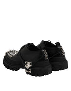 Dolce & Gabbana Black Studded Leather Hi-Trekking Derby Men Shoes