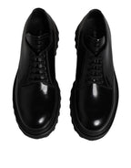 Dolce & Gabbana Black Calf Leather Hi-Trekking Derby Shoes