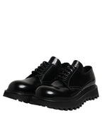 Dolce & Gabbana Black Calf Leather Hi-Trekking Derby Shoes