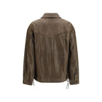 Golden Goose Brown Calf Leather Bos Taurus Leather Jacket