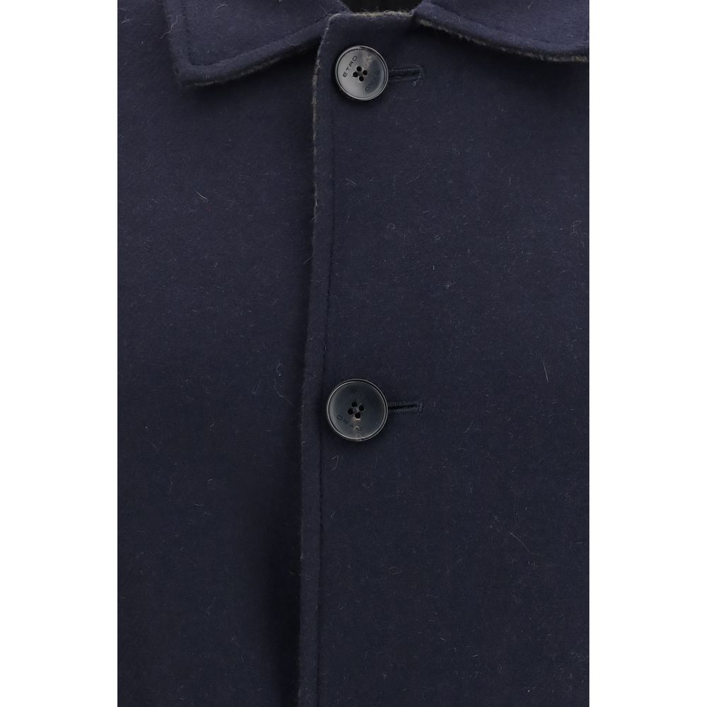 Etro Blue Wool Oves Aries Coat