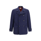 Brunello Cucinelli Blue Wool Oves Aries Coat