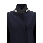 Prada Blue Wool Oves Aries Coat