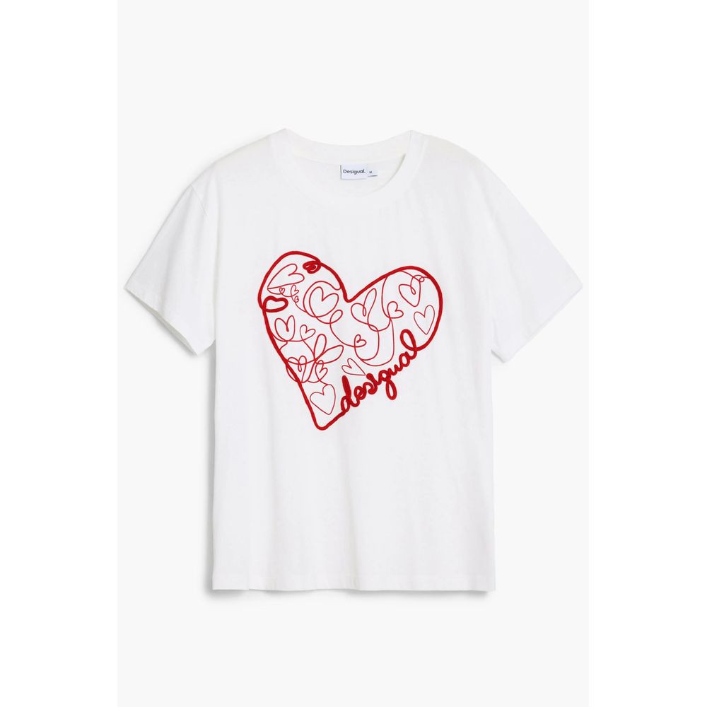 Desigual White Cotton T-Shirt
