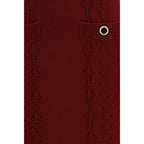 Alessandra Rich Bordeaux Wool Oves Aries Midi Skirt