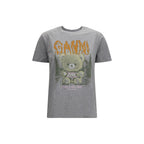 Ganni Gray Cotton T-Shirt
