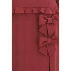 Alessandra Rich Bordeaux Silk Casual Dress
