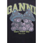 Ganni Gray Cotton T-Shirt