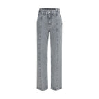 Ganni Gray Cotton Straight-Leg Jeans