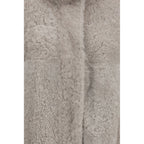 Brunello Cucinelli Gray Faux Fur Full-Length Jacket