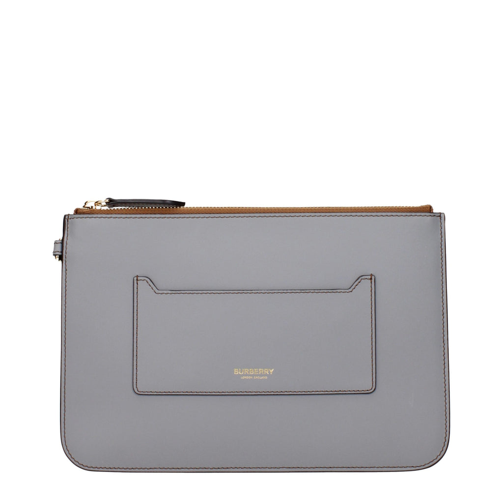 Burberry Gray Leather Clutch Bag