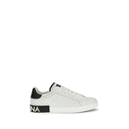 Dolce & Gabbana White Calf Leather Bos Taurus Low Top Sneakers
