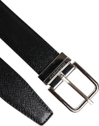 Dolce & Gabbana Black Calf Leather Classic Silver Buckle Belt