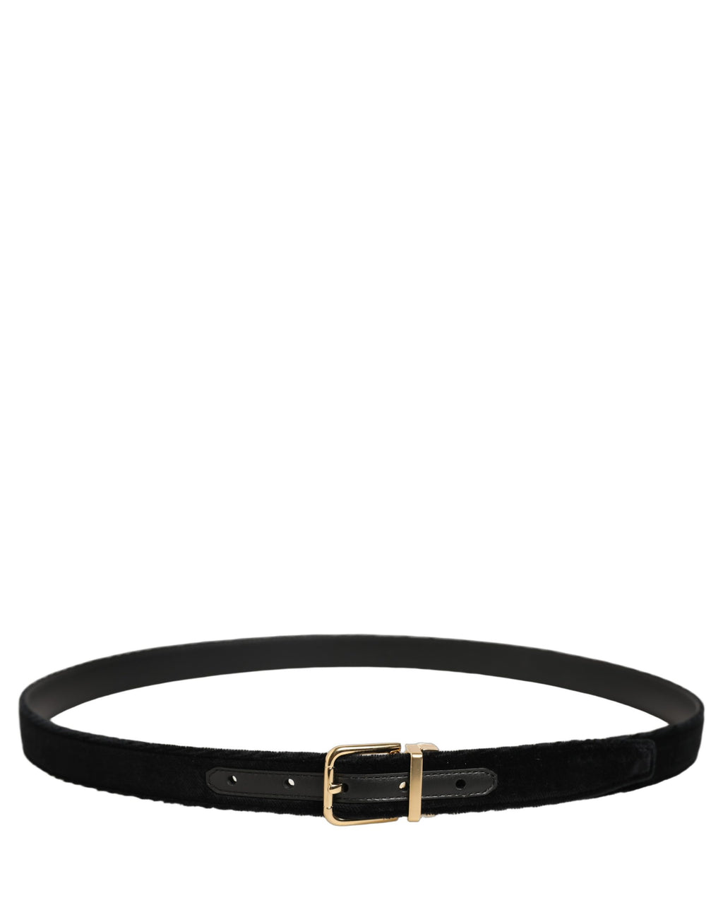 Dolce & Gabbana Men Black Velvet Gold Tone Metal Buckle Belt