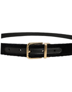 Dolce & Gabbana Men Black Velvet Gold Tone Metal Buckle Belt