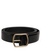 Dolce & Gabbana Black Patent Leather Gold Metal Buckle Belt