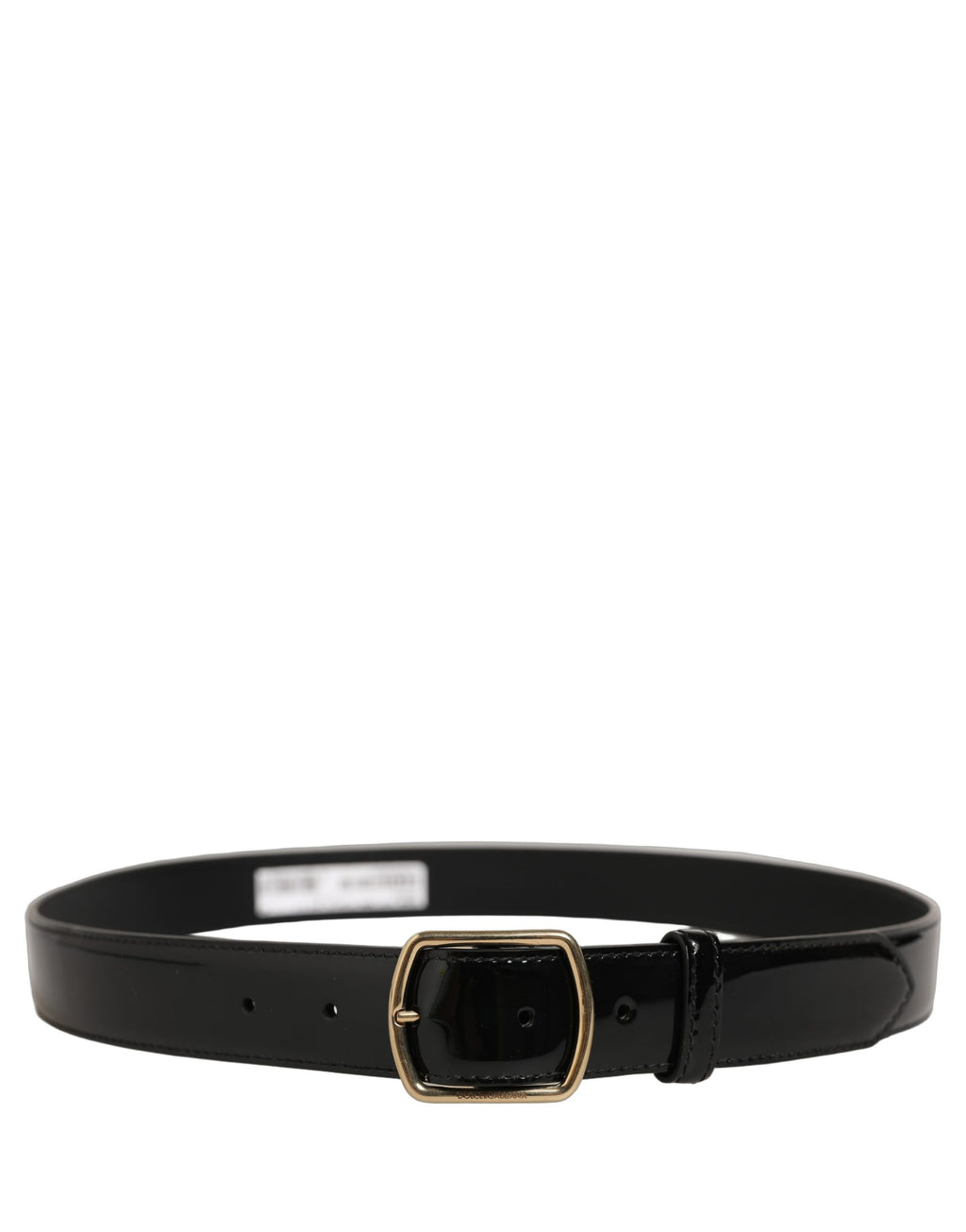 Dolce & Gabbana Black Patent Leather Gold Metal Buckle Belt