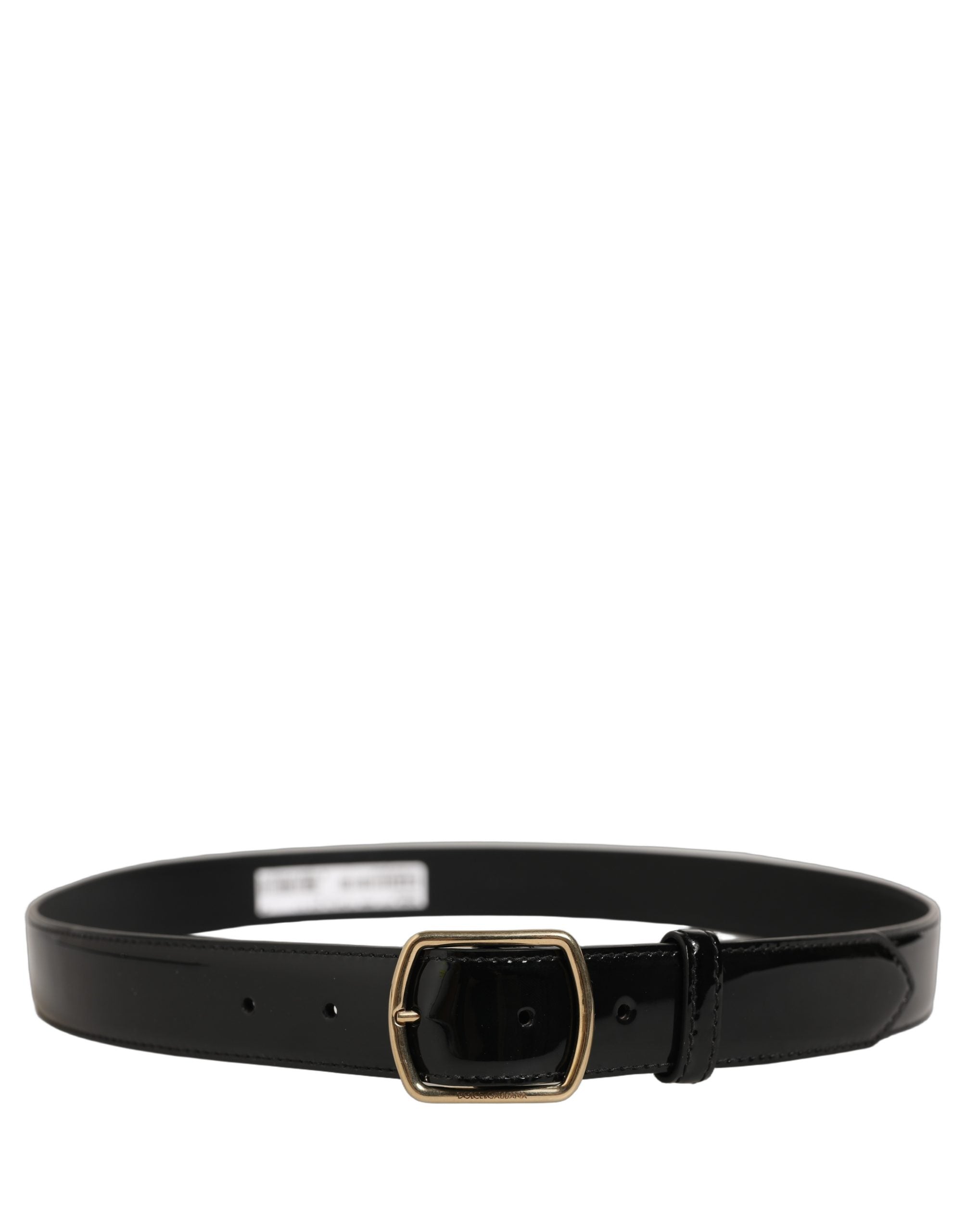 Dolce & Gabbana Black Patent Leather Gold Metal Buckle Belt