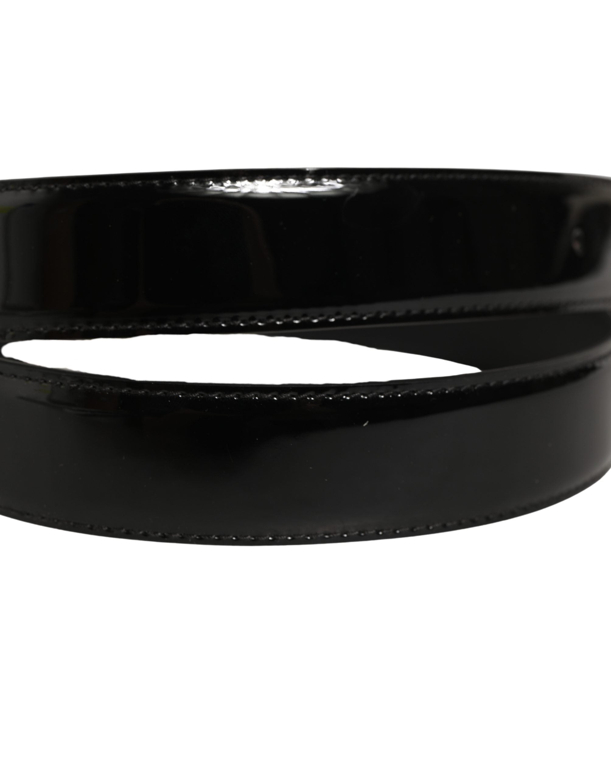 Dolce & Gabbana Black Patent Leather Gold Metal Buckle Belt