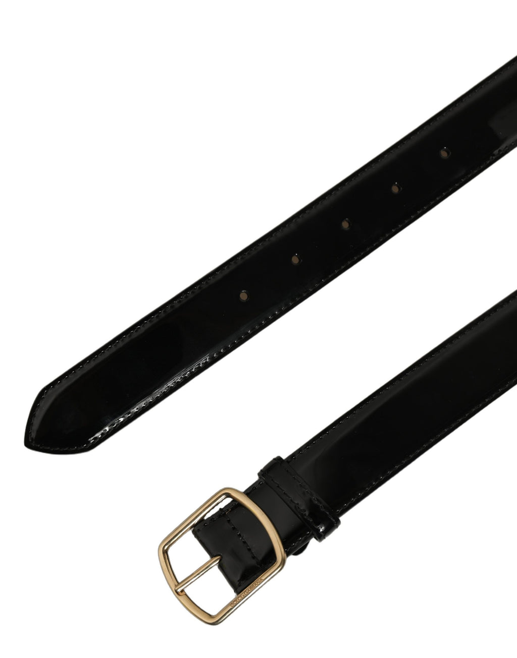 Dolce & Gabbana Black Patent Leather Gold Metal Buckle Belt