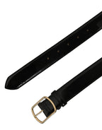 Dolce & Gabbana Black Patent Leather Gold Metal Buckle Belt