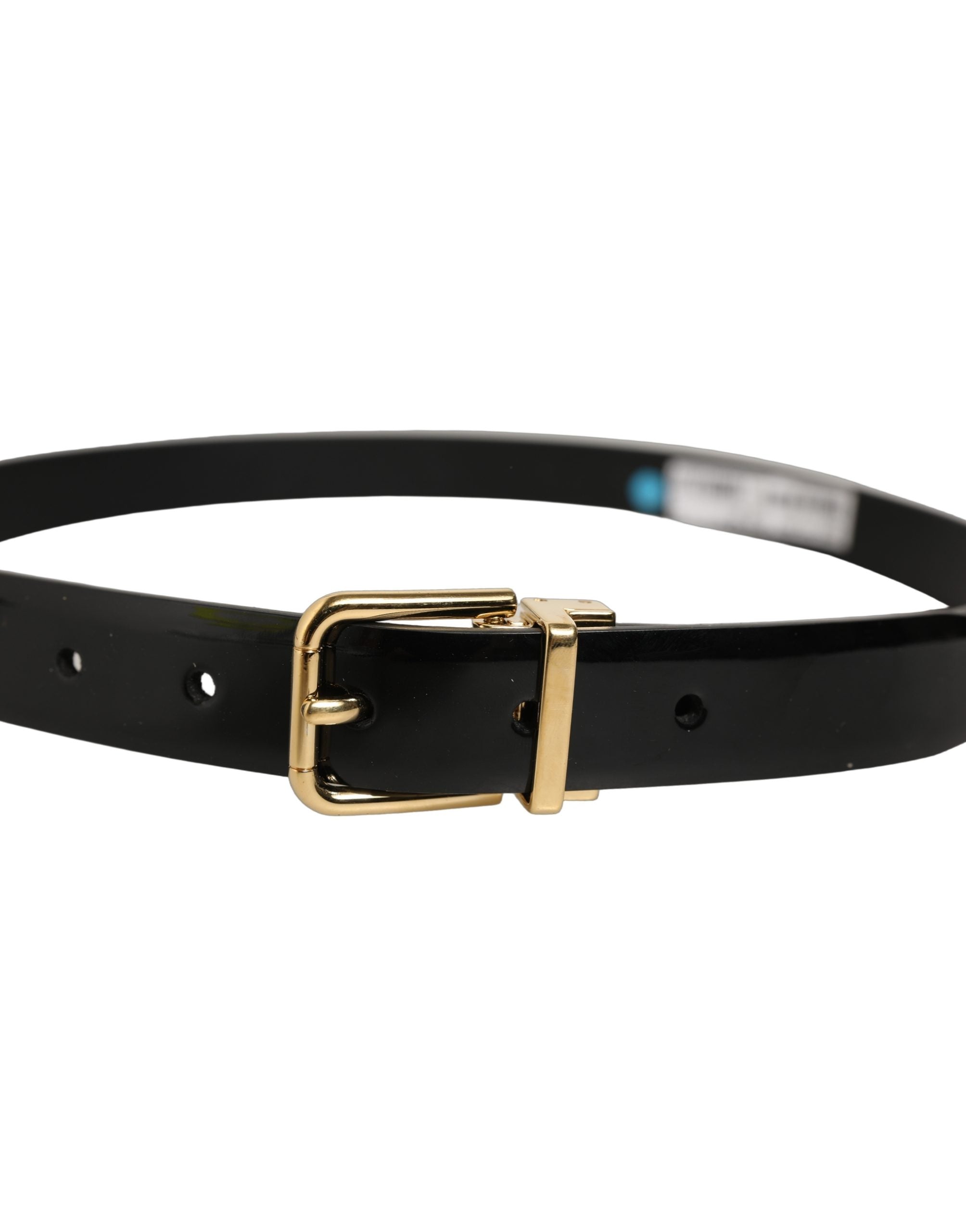 Dolce & Gabbana Black Classic Leather Gold Tone Buckle Belt