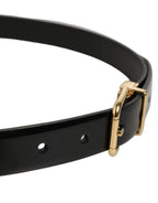 Dolce & Gabbana Black Classic Leather Gold Tone Buckle Belt