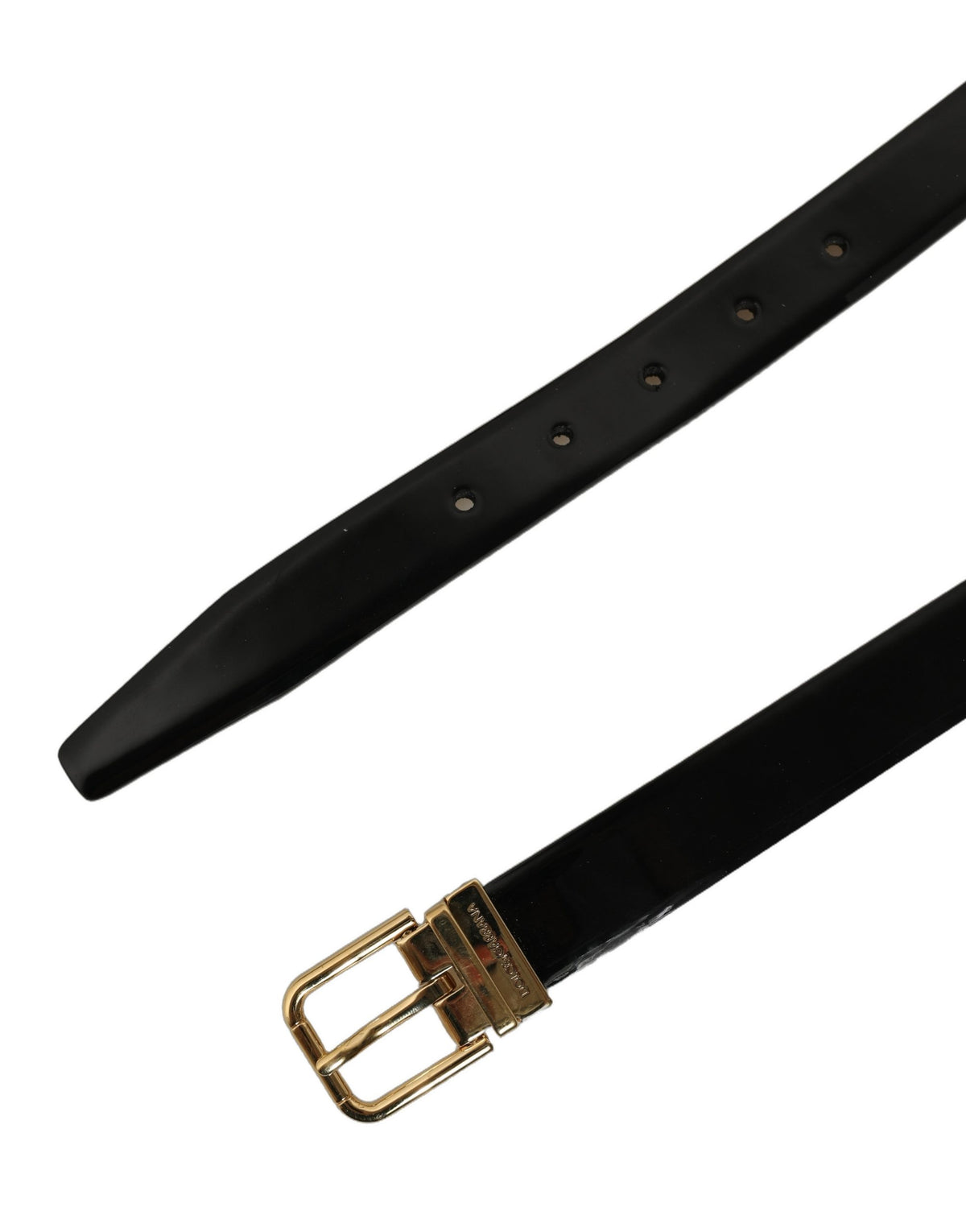 Dolce & Gabbana Black Classic Leather Gold Tone Buckle Belt