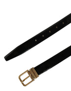 Dolce & Gabbana Black Classic Leather Gold Tone Buckle Belt