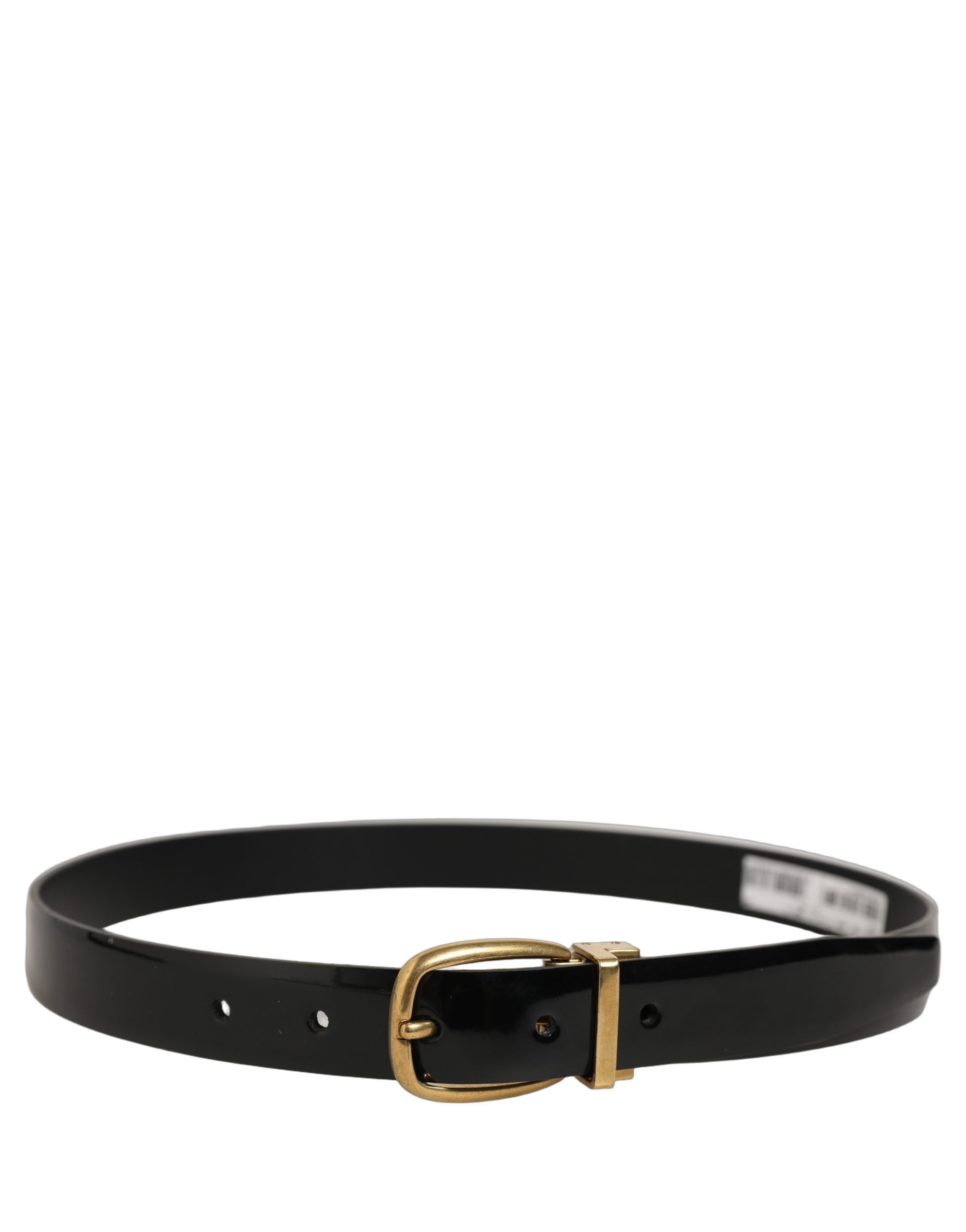 Dolce & Gabbana Black Classic Leather Gold Tone Buckle Belt