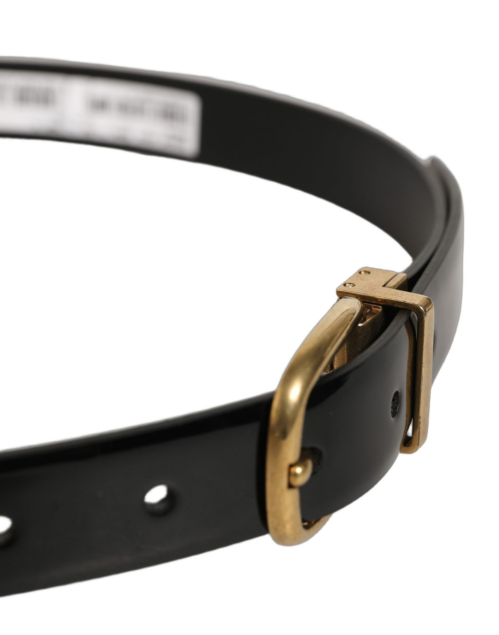 Dolce & Gabbana Black Classic Leather Gold Tone Buckle Belt
