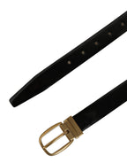 Dolce & Gabbana Black Classic Leather Gold Tone Buckle Belt