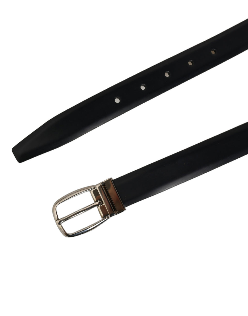 Dolce & Gabbana Blue Calf Leather Silver Metal Buckle Belt