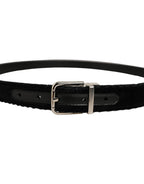 Dolce & Gabbana Black Velvet Silver Tone Metal Buckle Belt