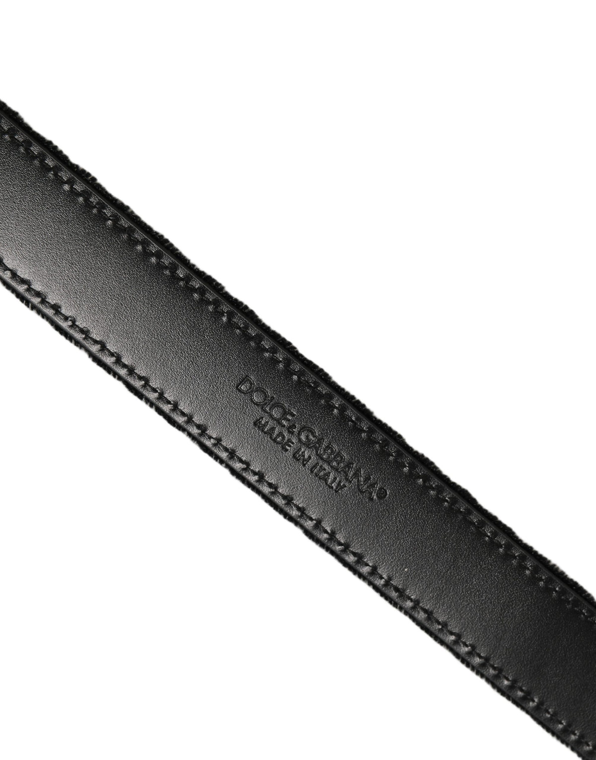 Dolce & Gabbana Black Velvet Silver Tone Metal Buckle Belt