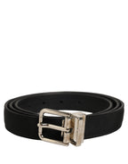 Dolce & Gabbana Black Classic Leather Silver Tone Buckle Belt