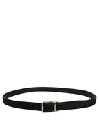 Dolce & Gabbana Black Classic Leather Silver Tone Buckle Belt