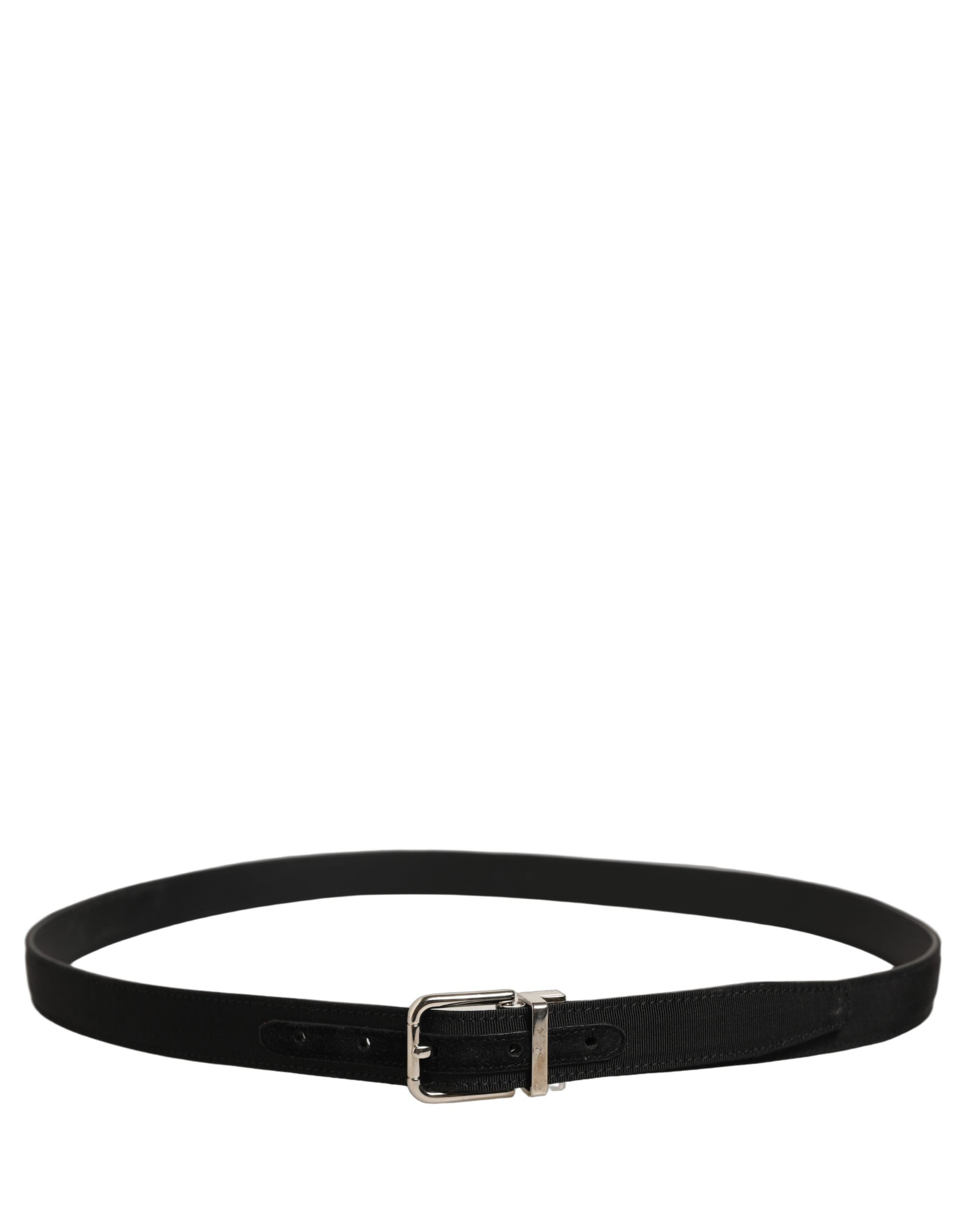 Dolce & Gabbana Black Classic Leather Silver Tone Buckle Belt