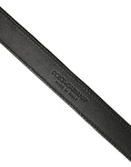 Dolce & Gabbana Black Classic Leather Silver Tone Buckle Belt