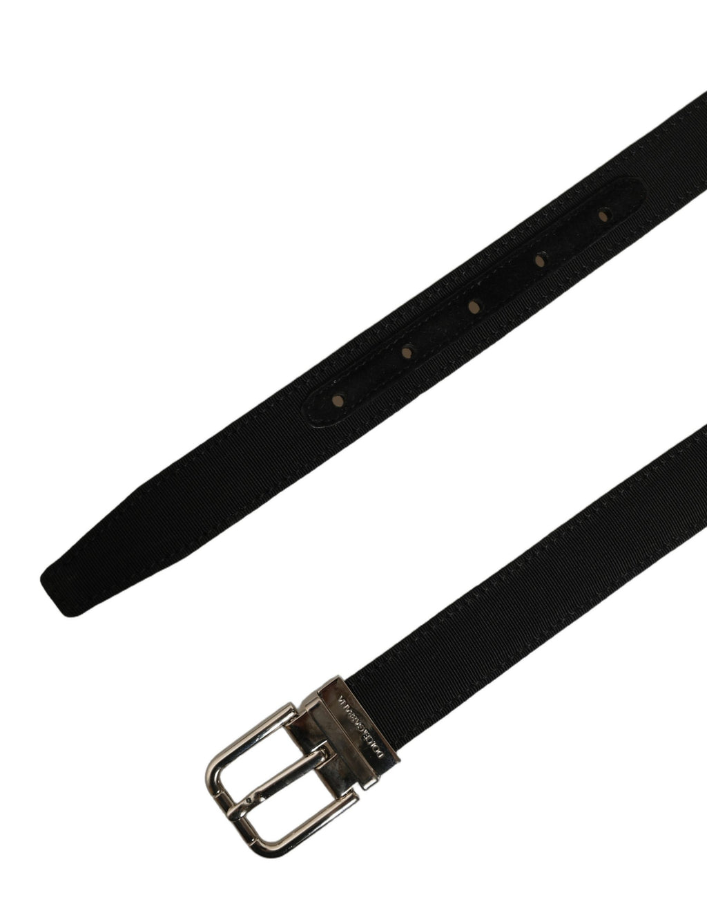 Dolce & Gabbana Black Classic Leather Silver Tone Buckle Belt