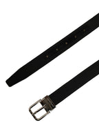 Dolce & Gabbana Black Classic Leather Silver Tone Buckle Belt
