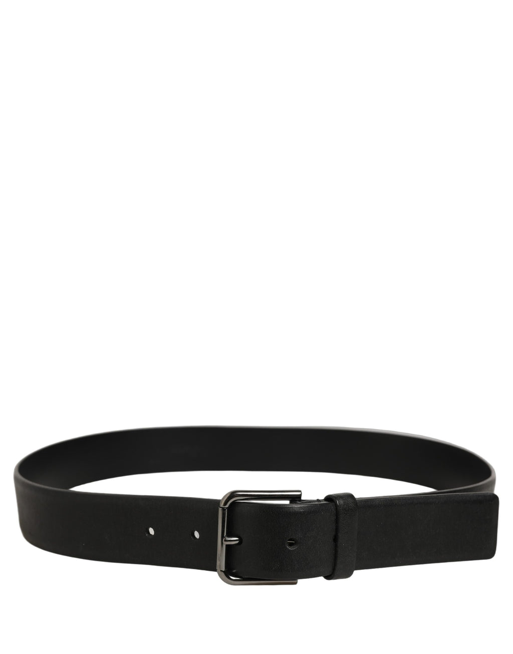 Dolce & Gabbana Black Calf Leather Classic Silver Buckle Belt